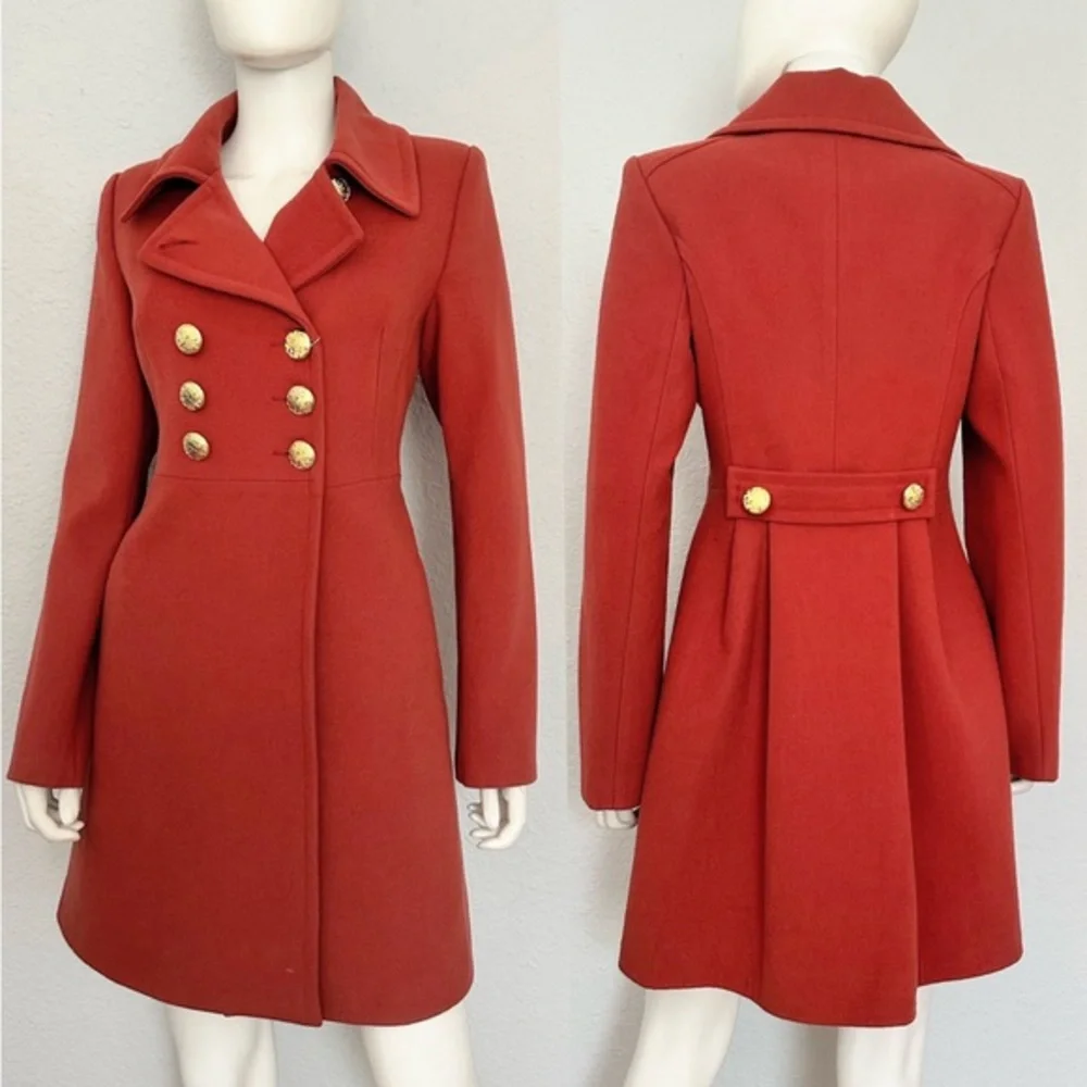 NWT WOMEN’S DOUBLE-BREASTED COAT‎ NOTCHED COLLAR LINED PEACOAT